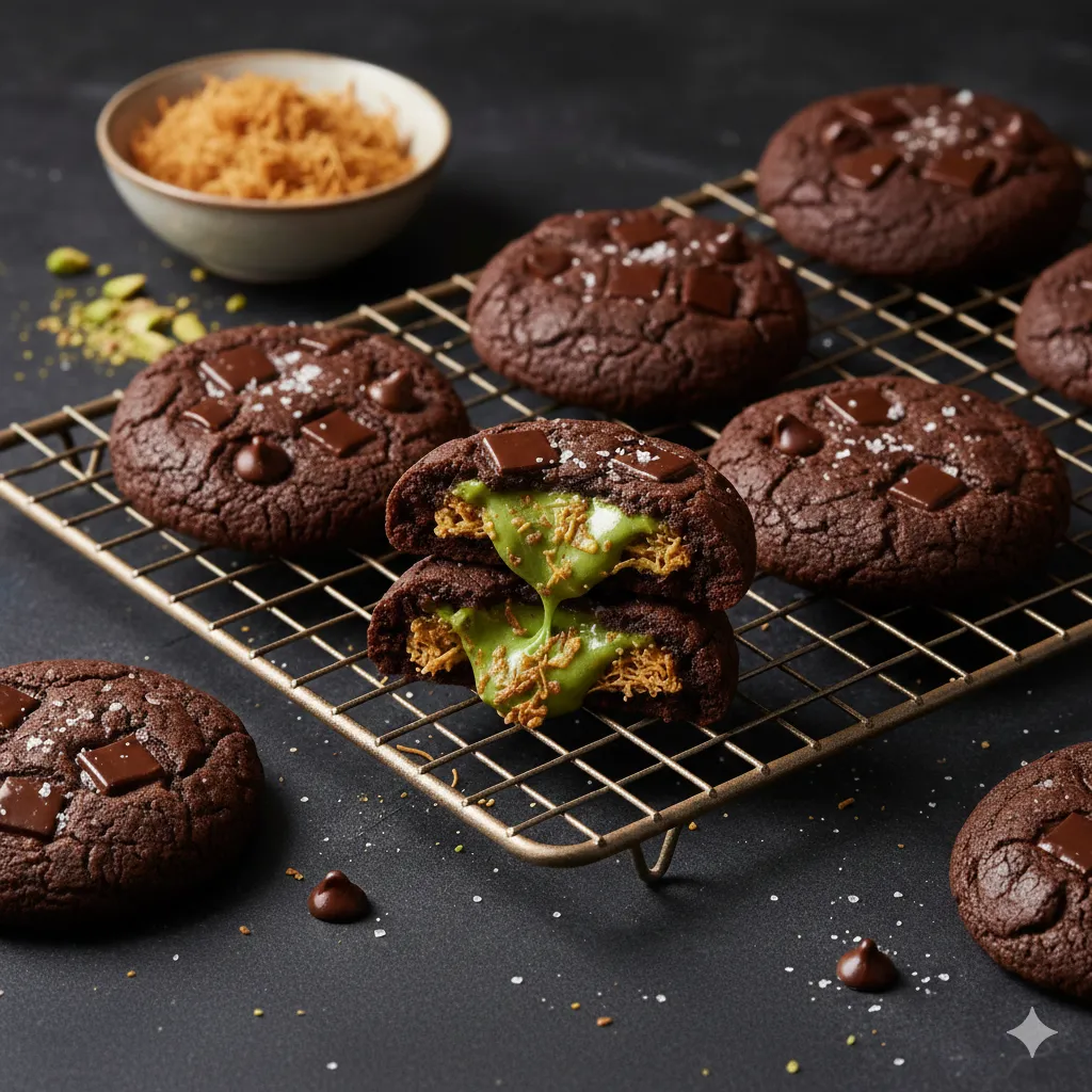 Dubai Chocolate Stuffed Cookies — Dubai chocolate recipe