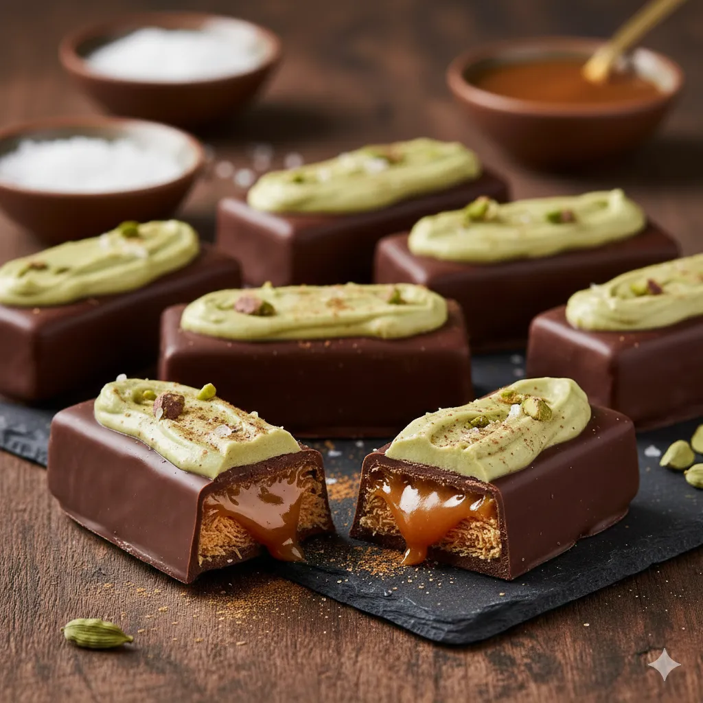 Dark Chocolate Sea-Salt Caramel Bar — Dubai chocolate recipe