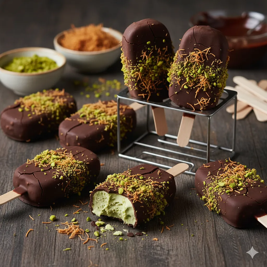 Dubai Chocolate Popsicles — Dubai chocolate recipe