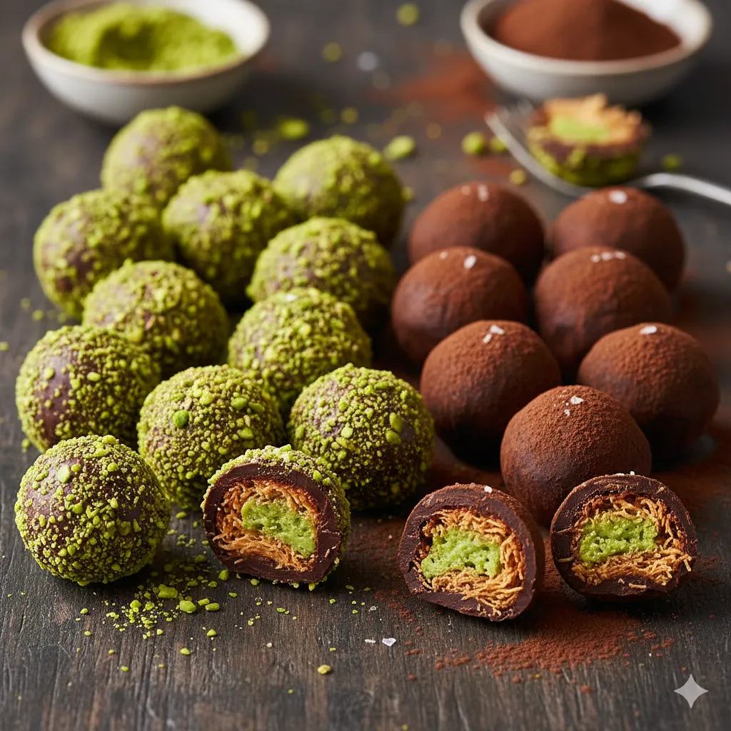 Pistachio Kataifi Truffles — Dubai chocolate recipe